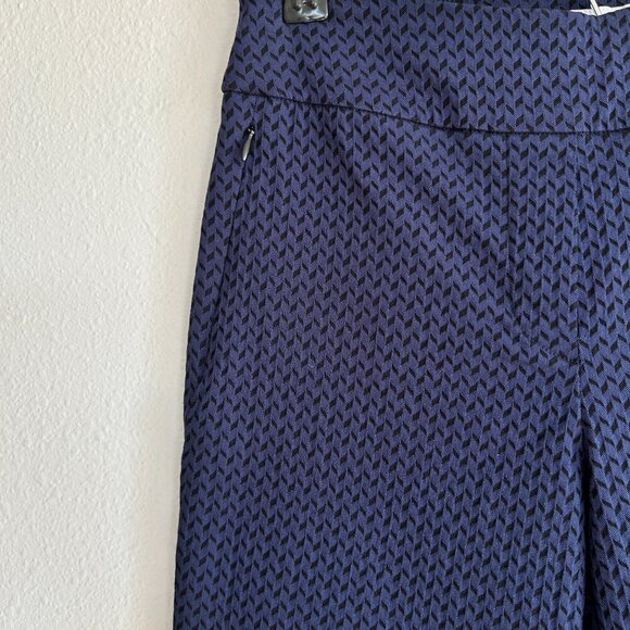 Margaret M Pants Blue Black Chevron Mid Rise Slimming Ankle Stretch - Picture 3 of 9